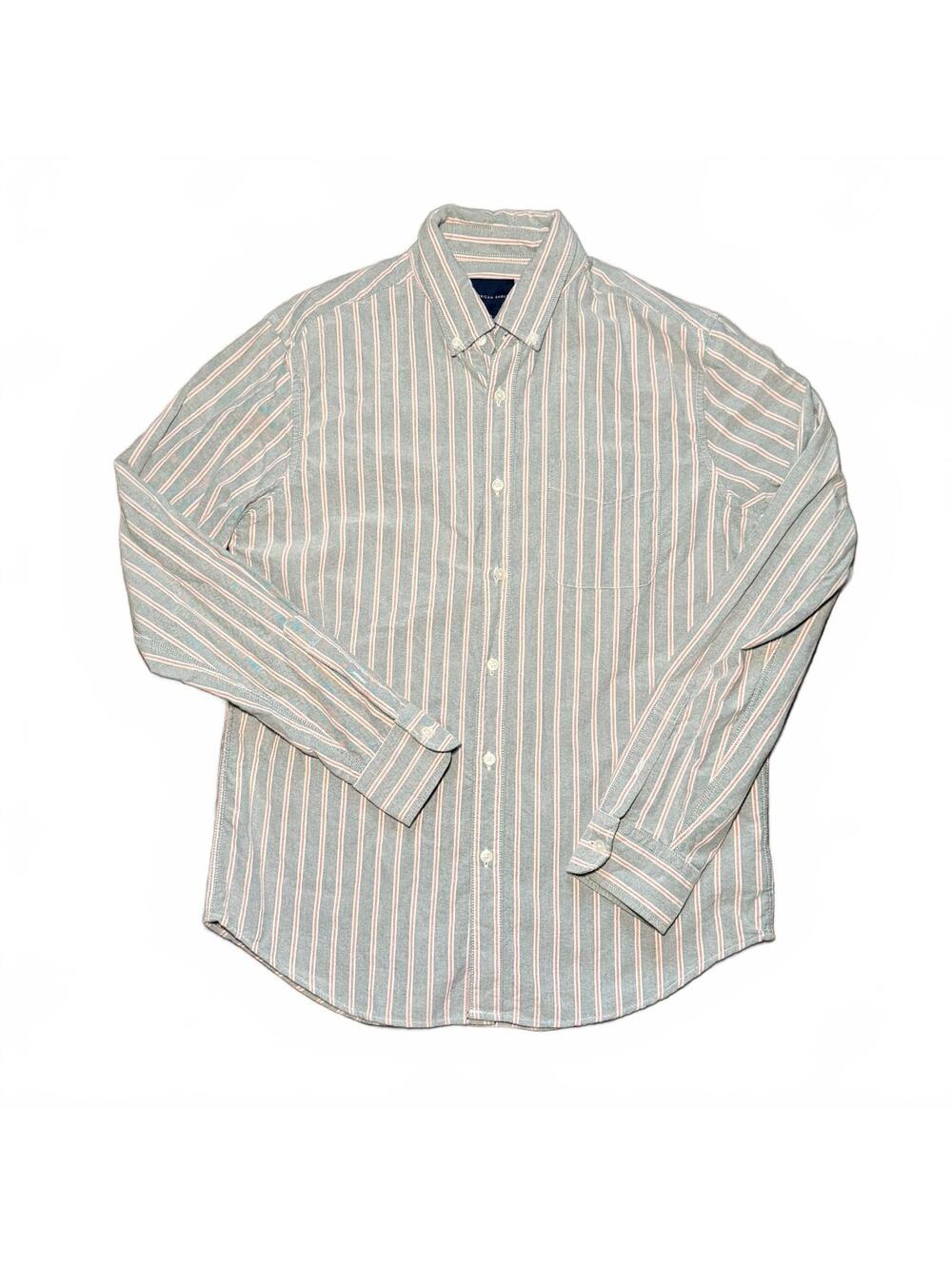 American Eagle Men's Medium Striped Button-Up Shirt 100% Cotton